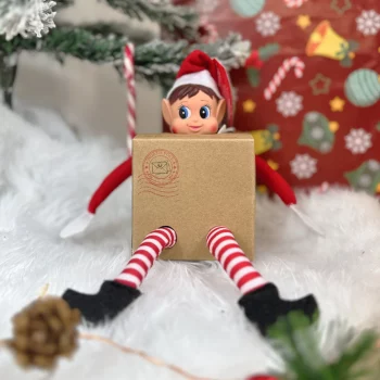 Elfo travieso de Navidad con Caja Sorpresa