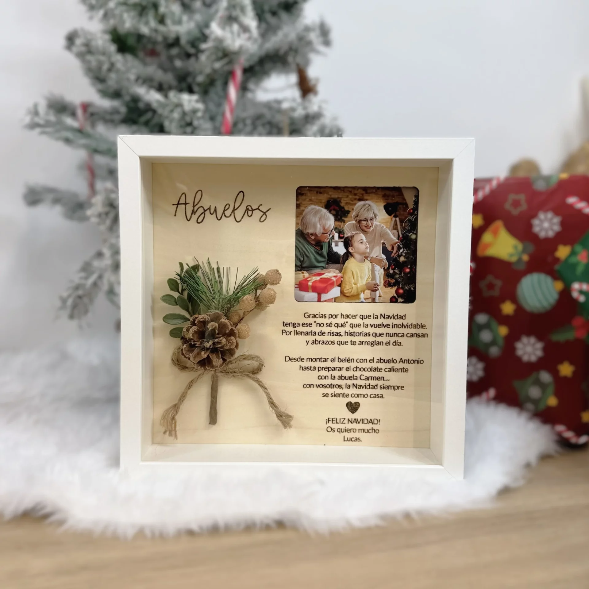Marco con dedicatoria personalizada para Navidad