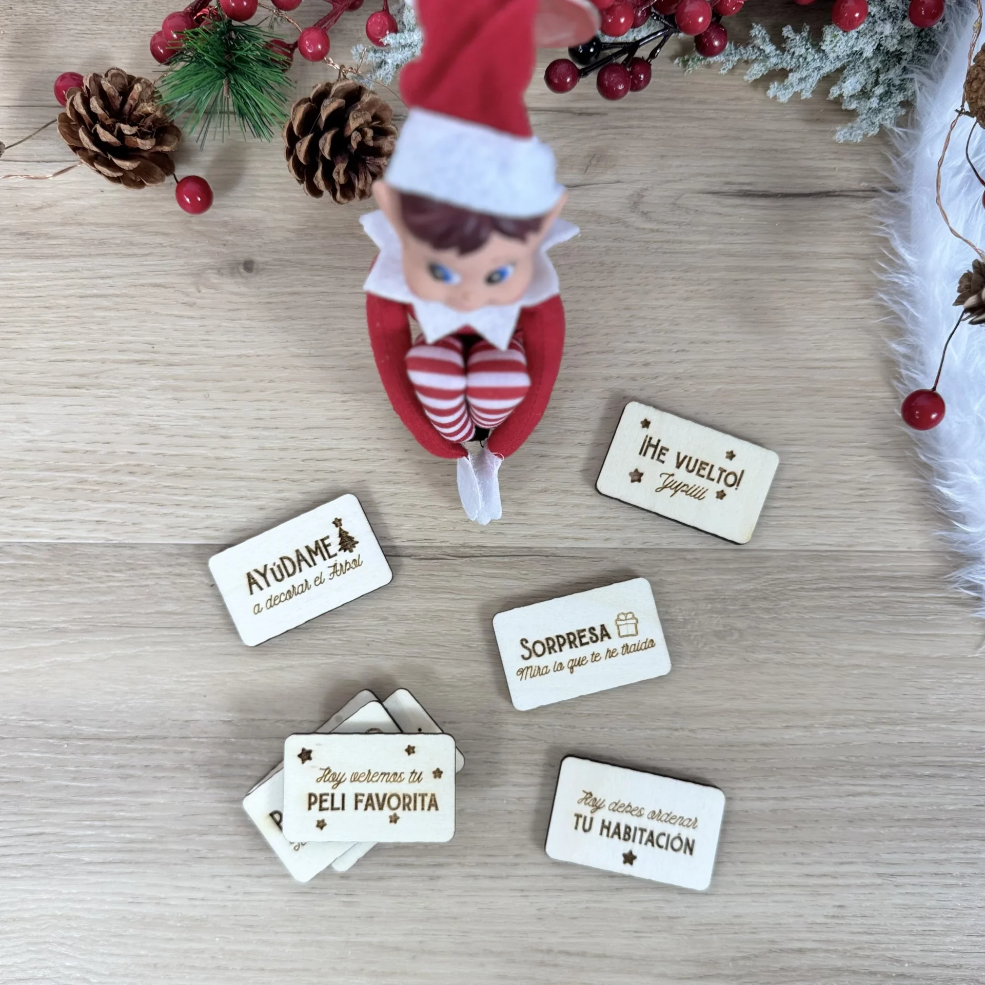 Placas Mensajes Elfo Navidad con frases y actividades