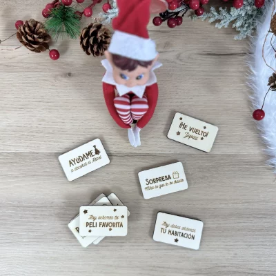 Placas Mensajes Elfo Navidad con frases y actividades