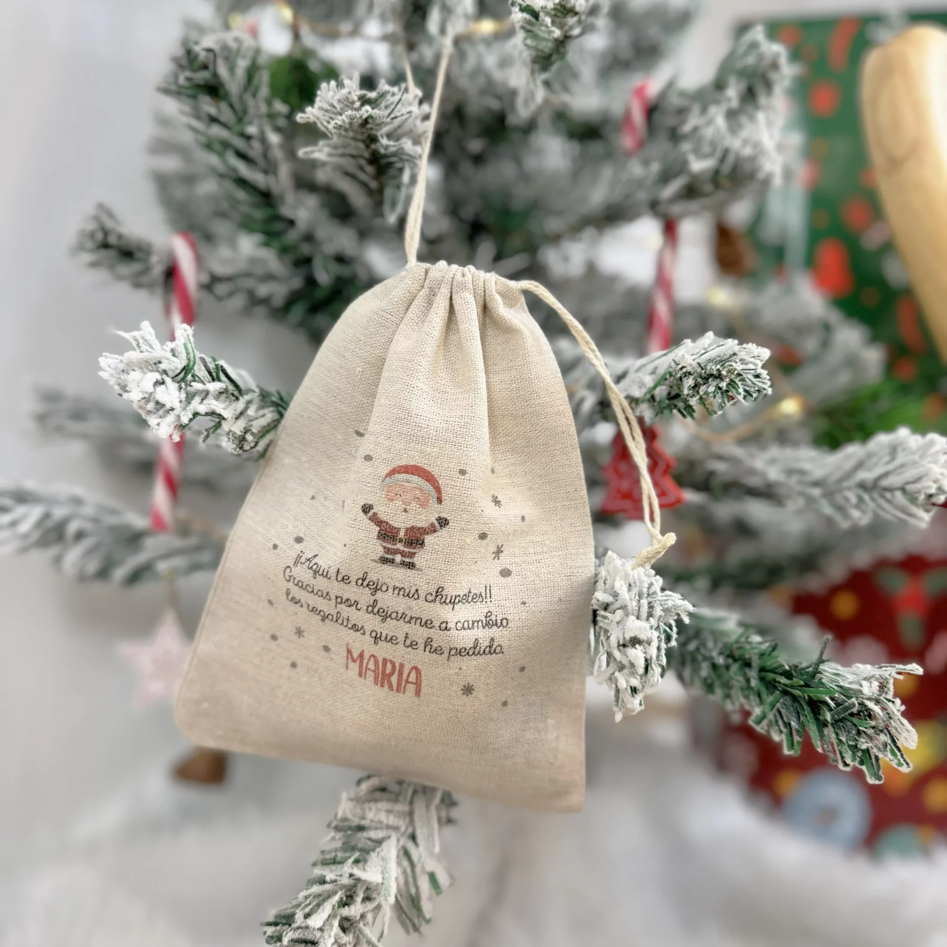 Saquito Adios Chupete Navidad MARIA COLGADO DEL ARBOL