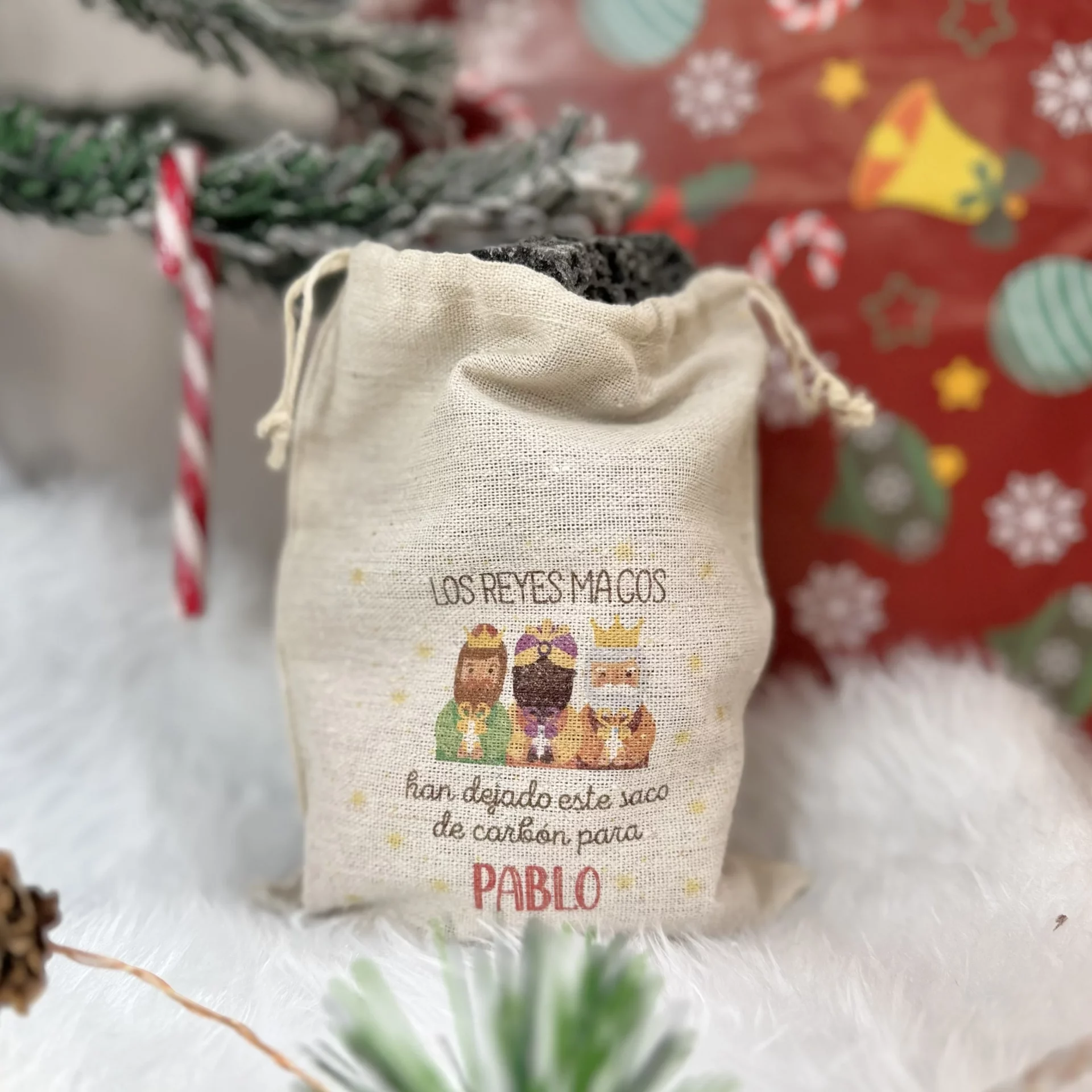 Saquito Carbon Reyes Magos Personalizado PABLO