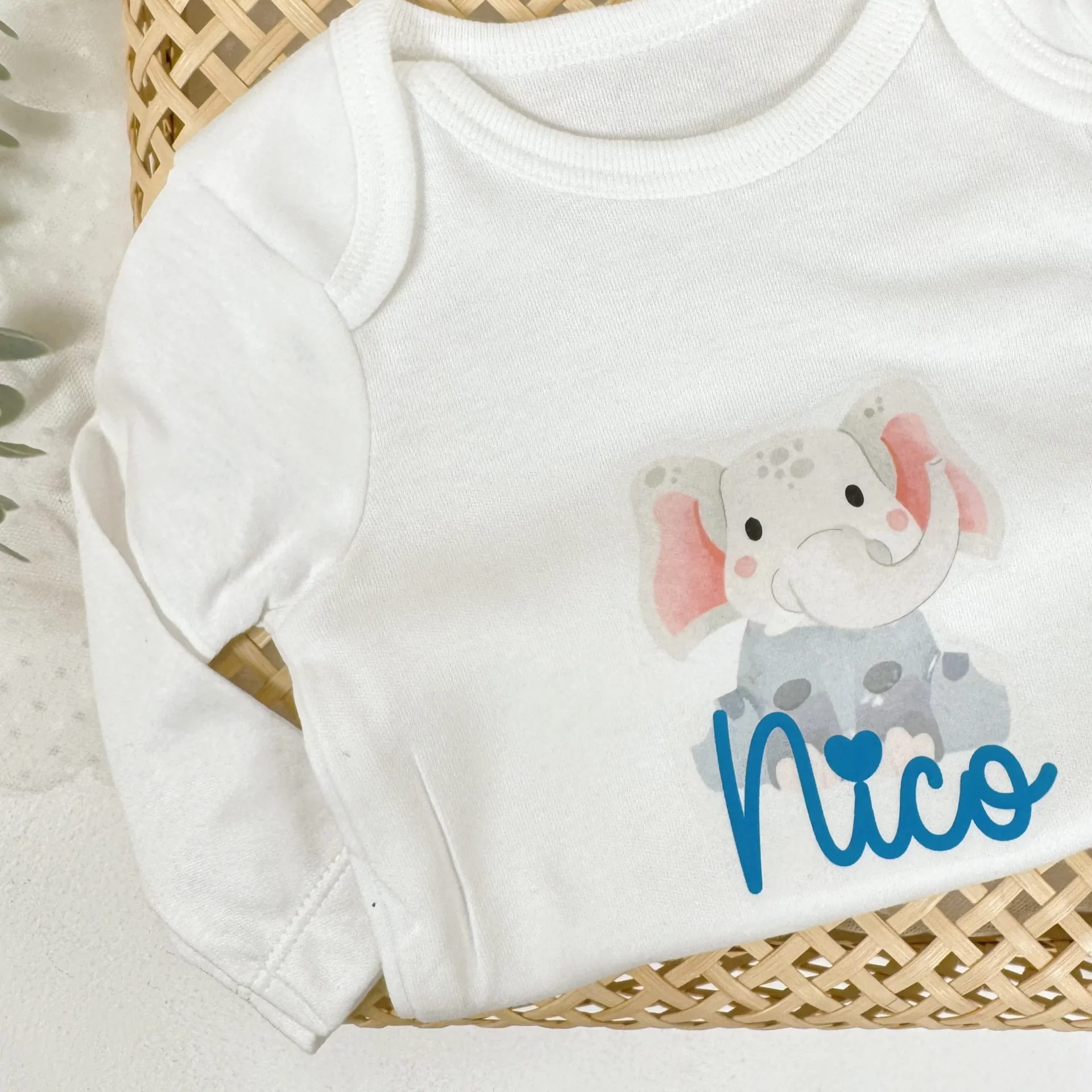 Body bebe con animal ilustrado y nombre personalizado