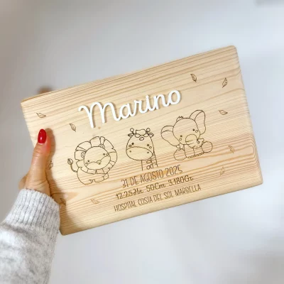 CAJA DE NACIMIENTO ANIMALES PERSONALIZADA