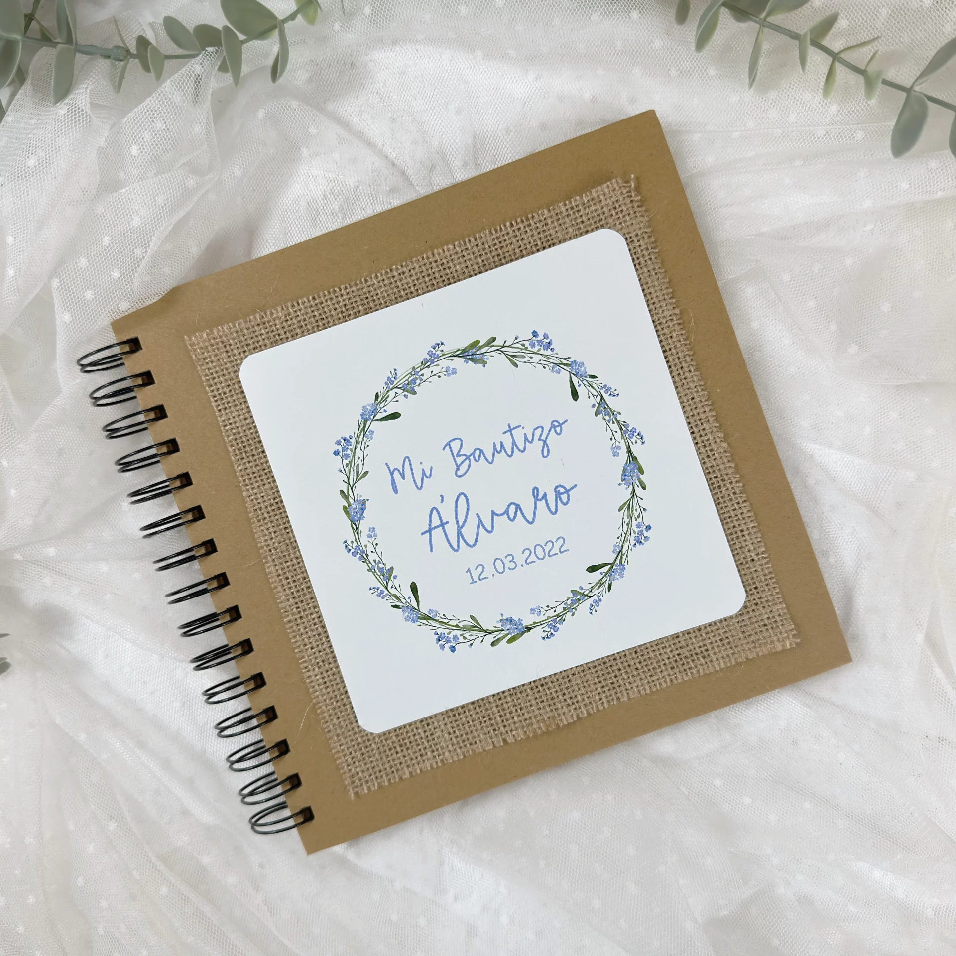 LIBRO DE FIRMAS BAUTIZO FLORES AZUL