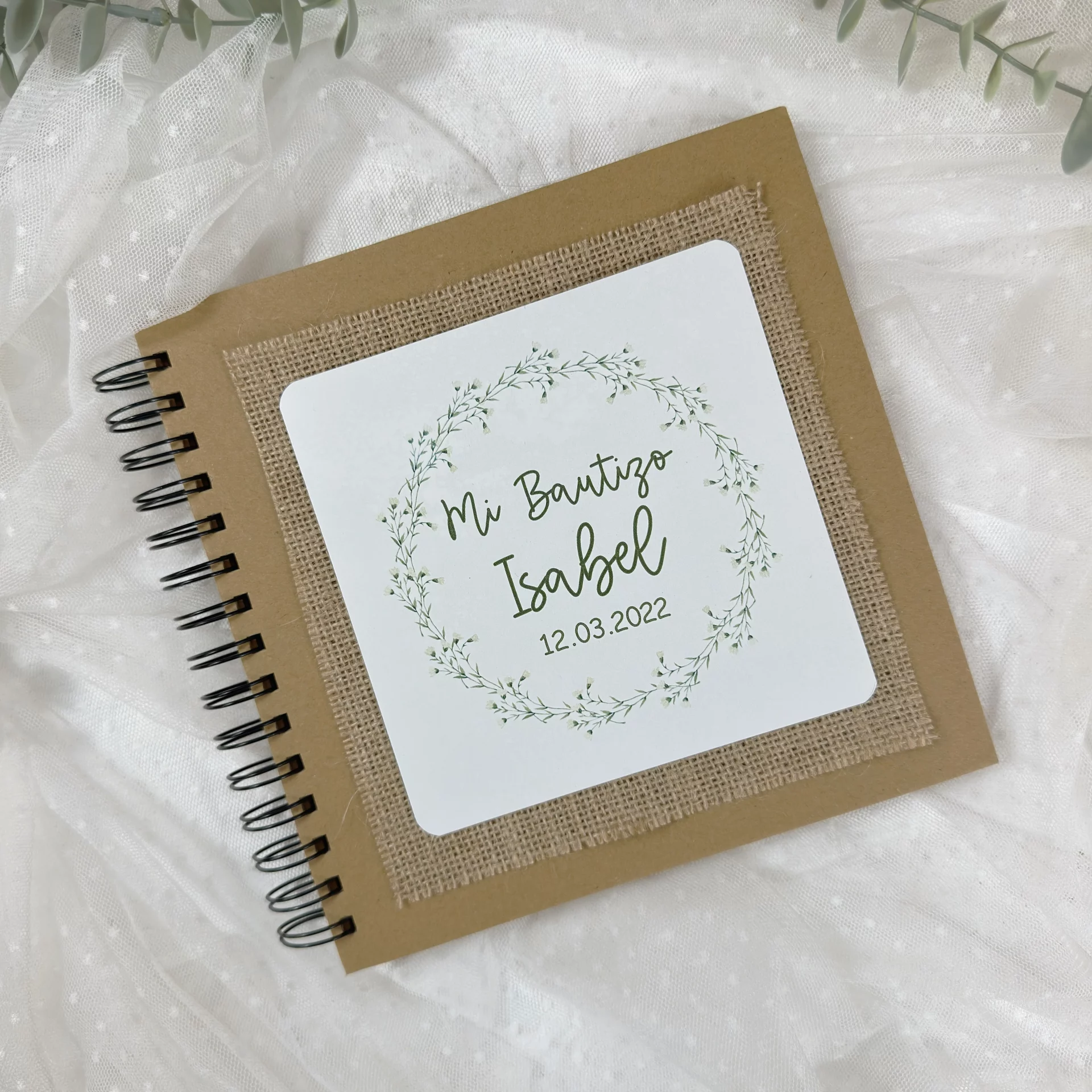 LIBRO DE FIRMAS BAUTIZO FLORES VERDE