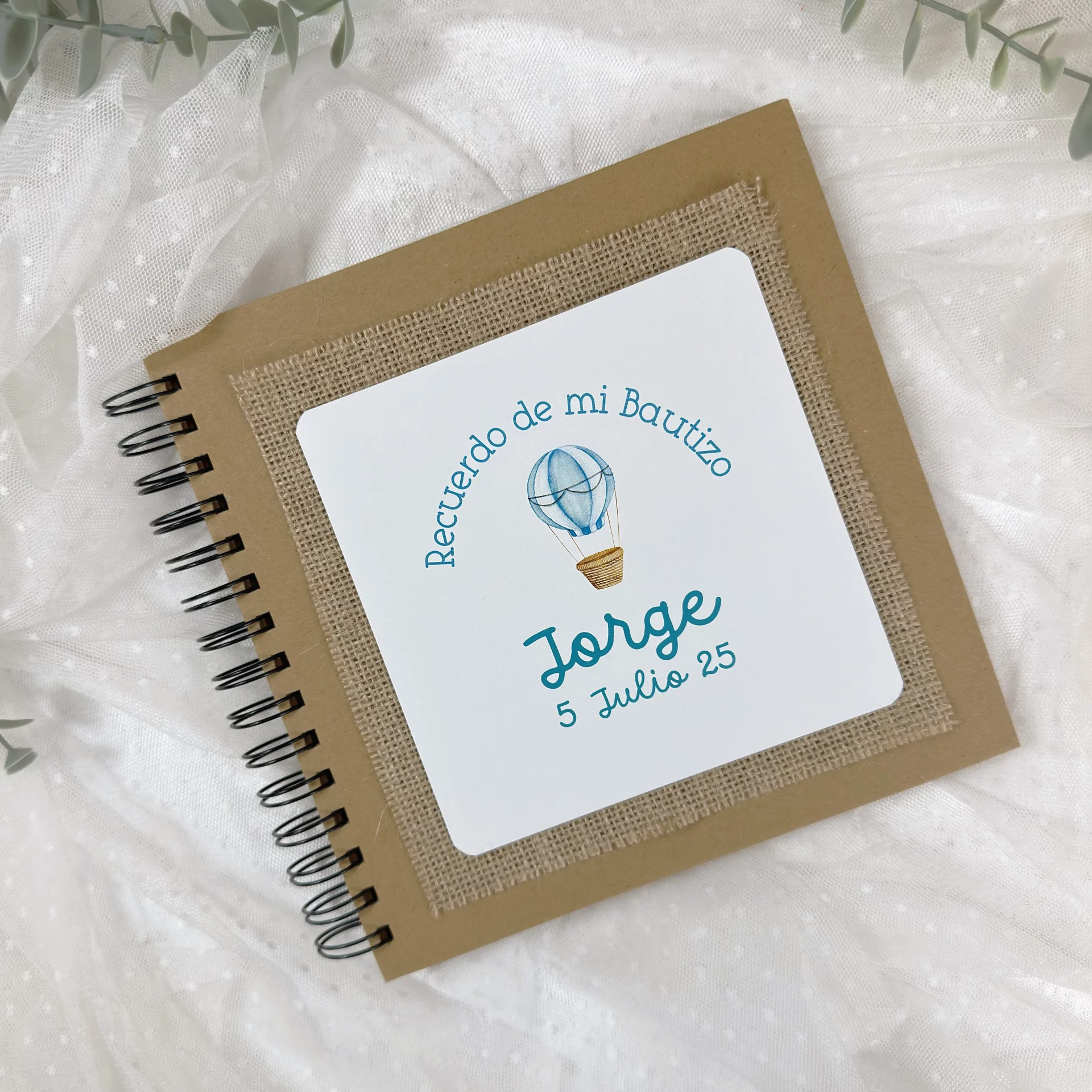 LIBRO DE FIRMAS BAUTIZO GLOBO AZUL