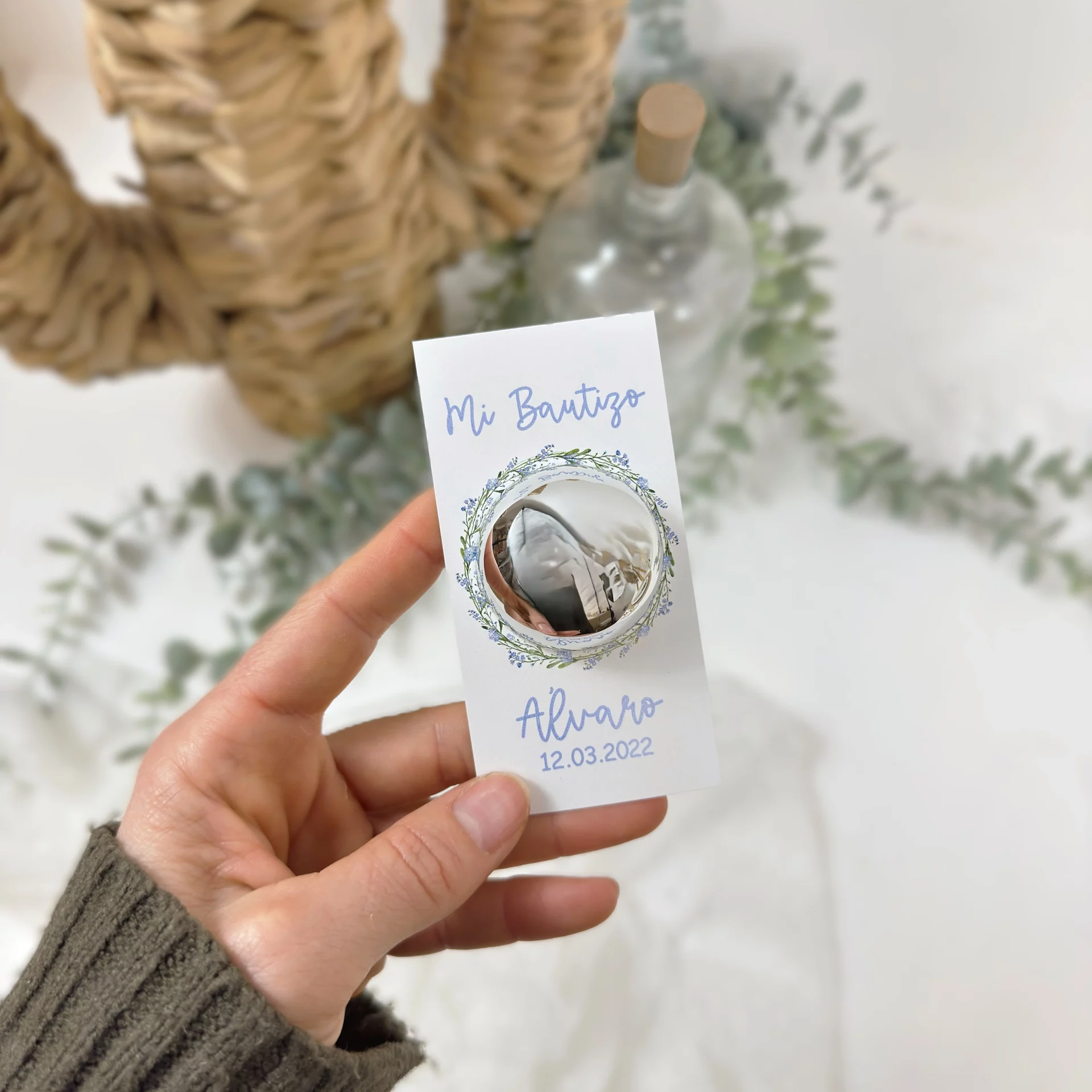 Labial Personalizado Bautizo CORONA FLORES