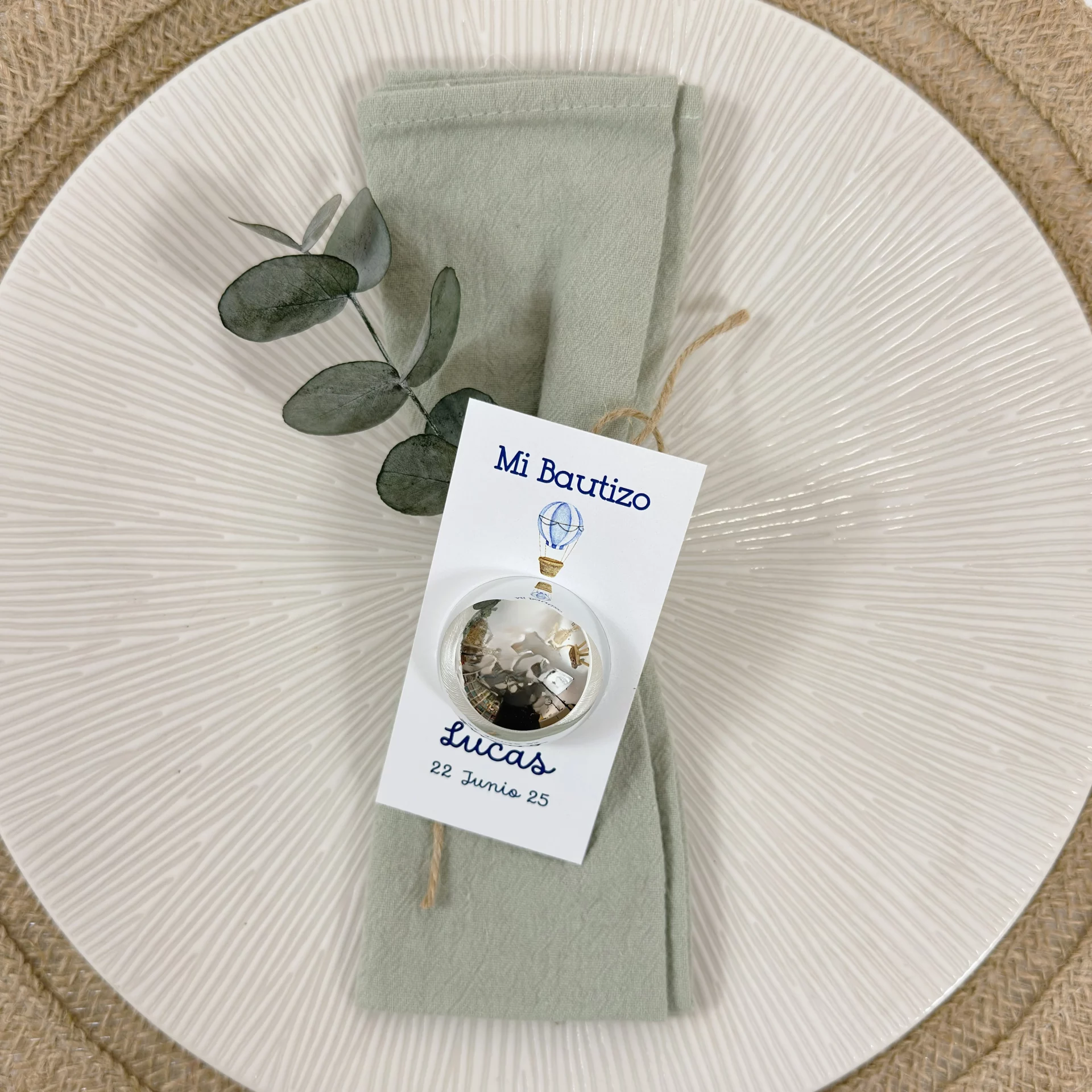 Labial Personalizado Bautizo GLOBO AZUL