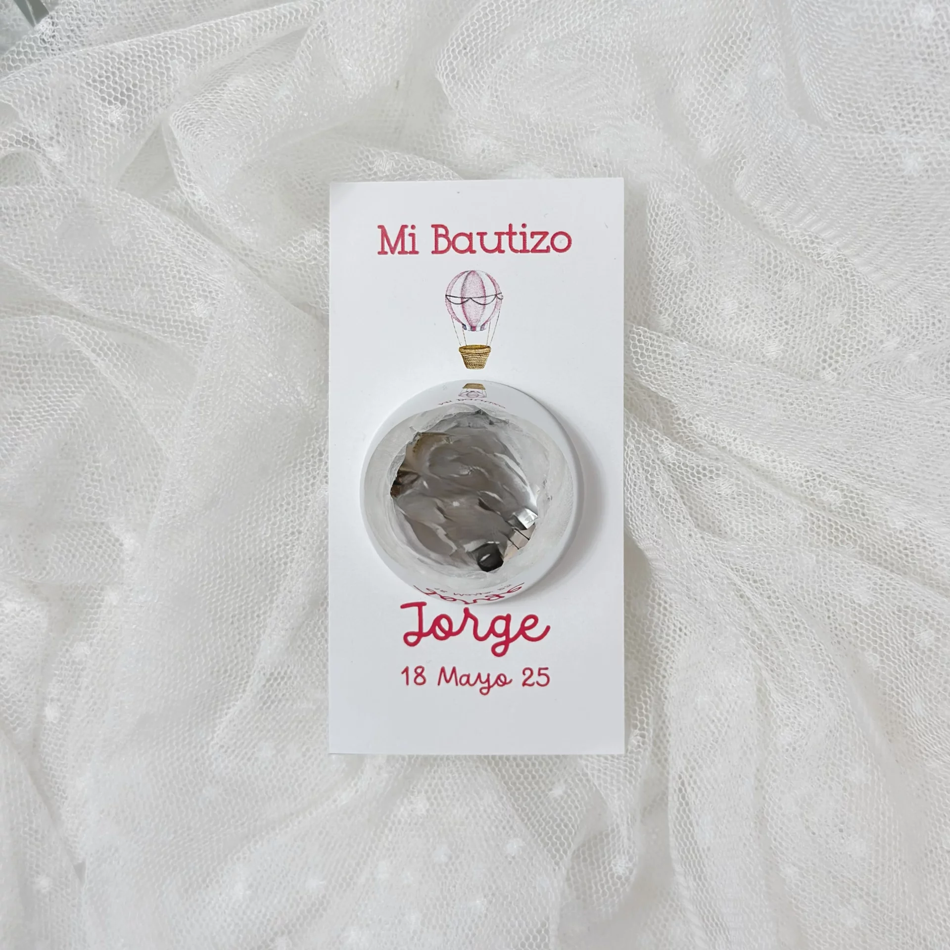 Labial Personalizado Bautizo GLOBO ROJO