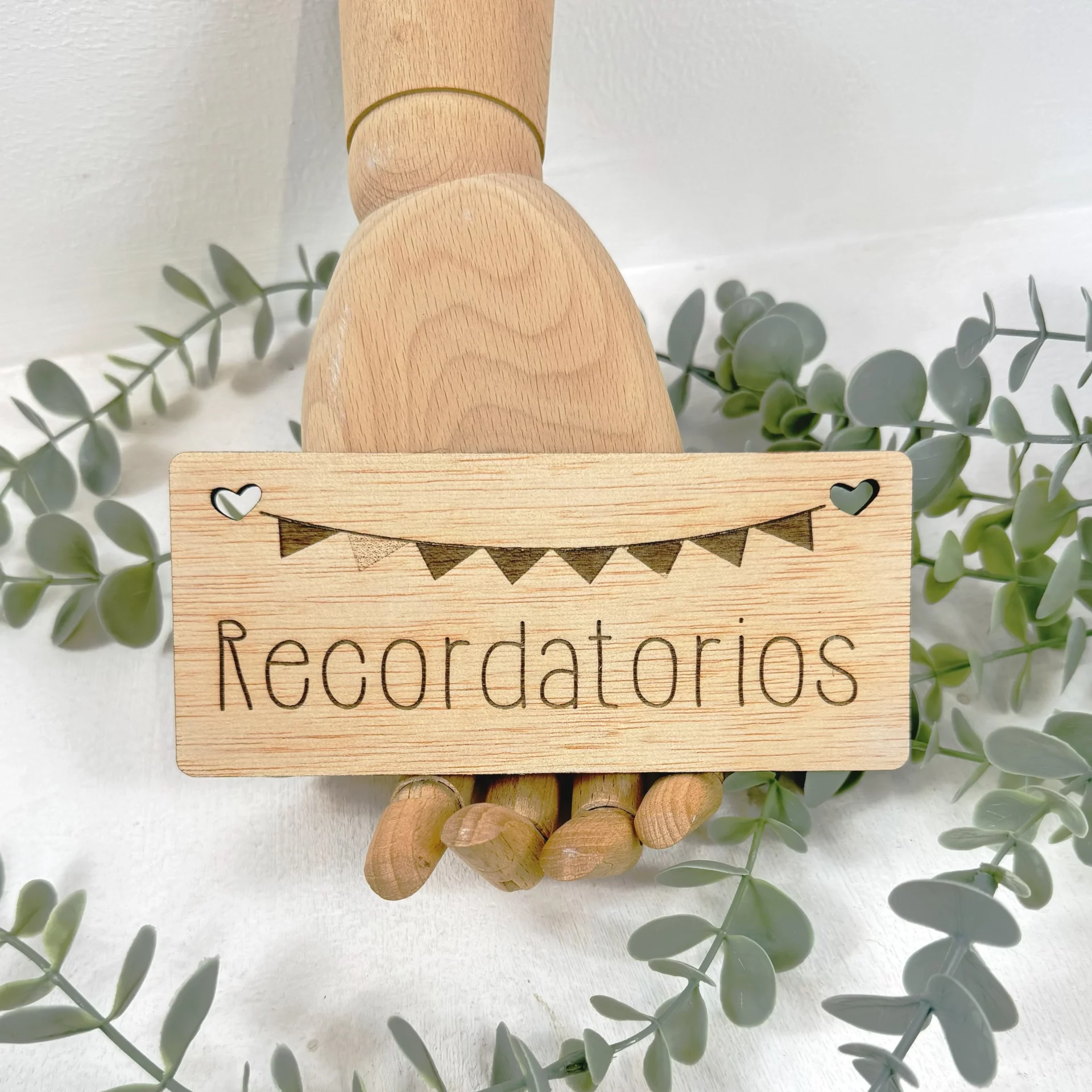 cartel madera banderines decoracion mesa RECORDATORIOS