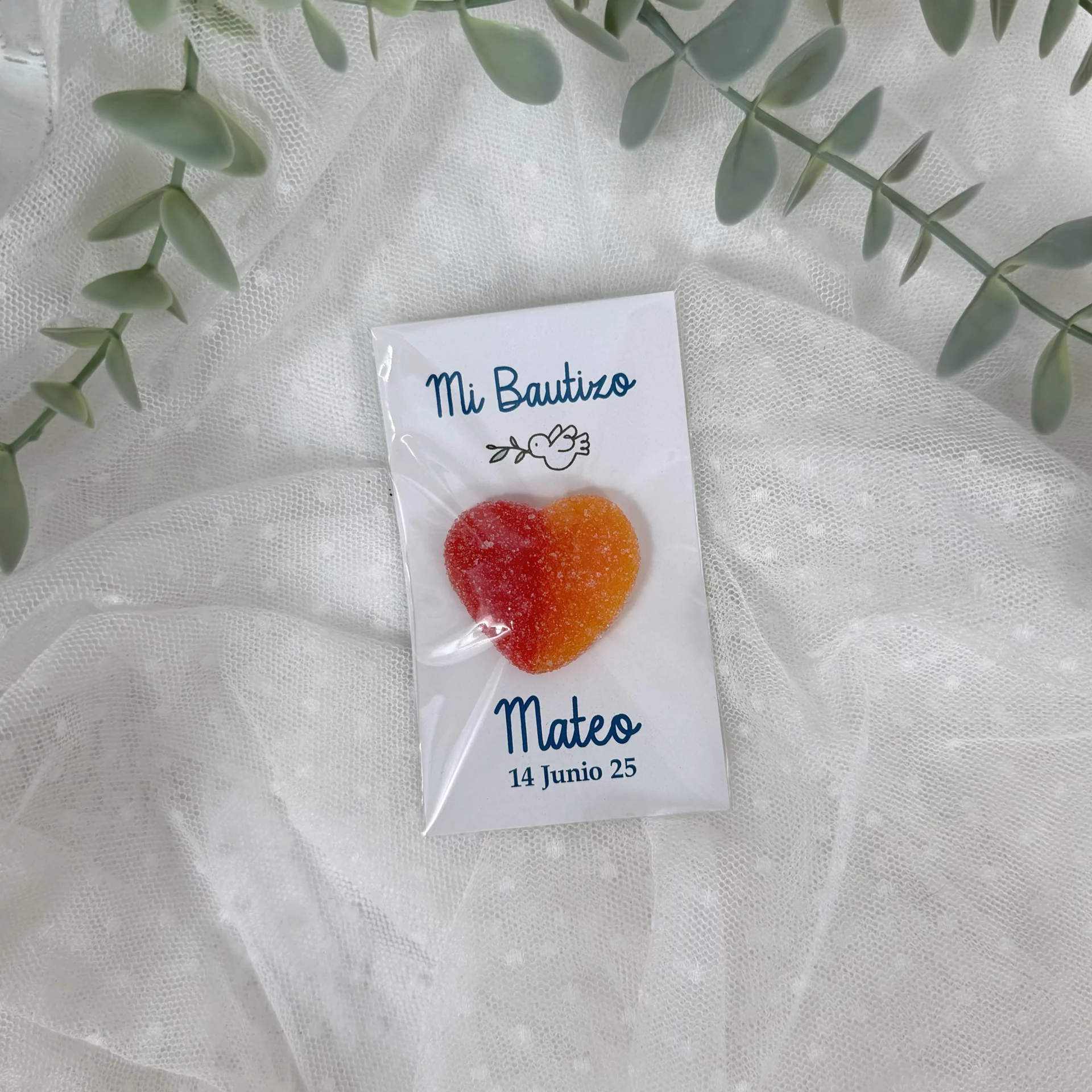 corazon gominola bautizo presentado en bolsita