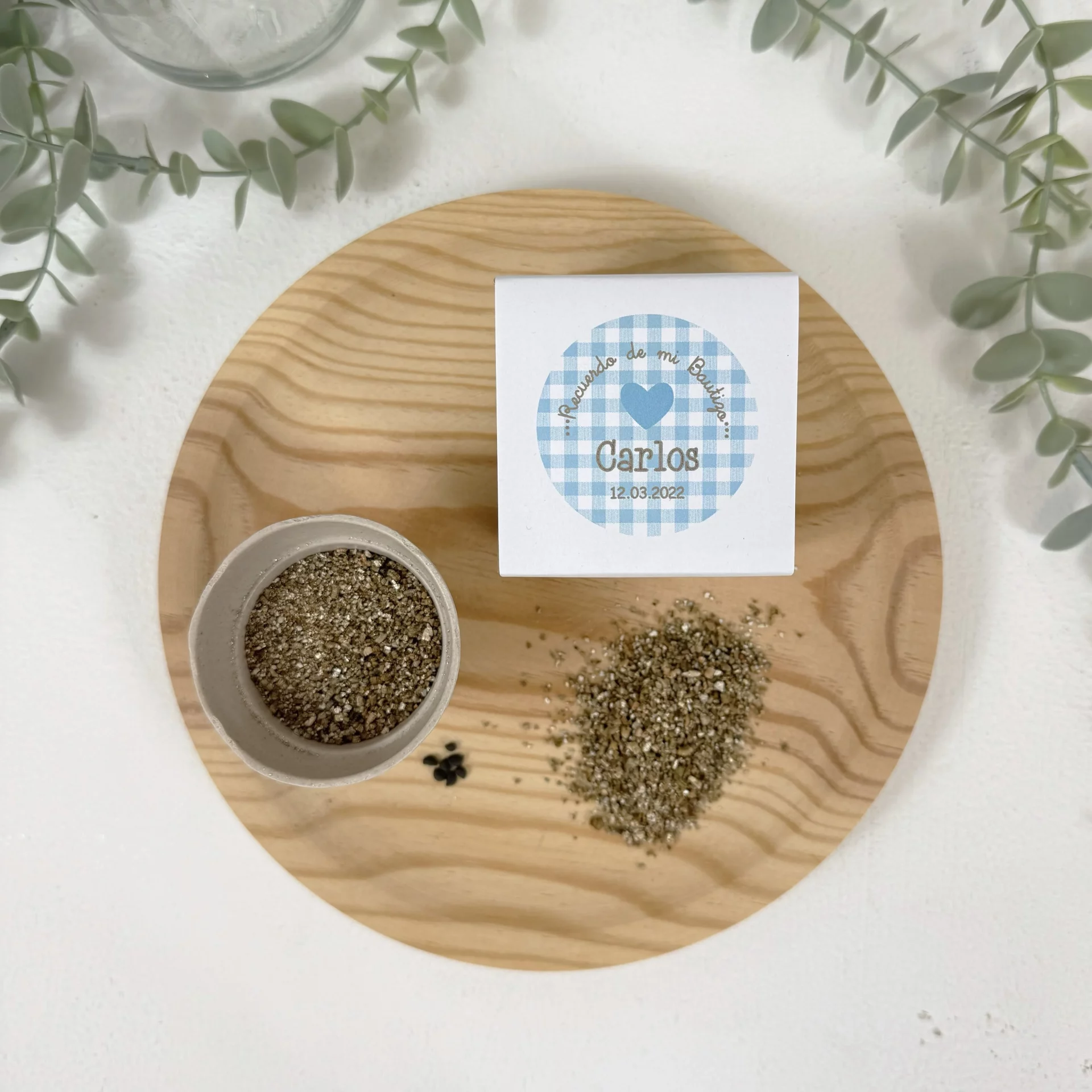 detalle invitados bautizo maceta con sustrato y semillas