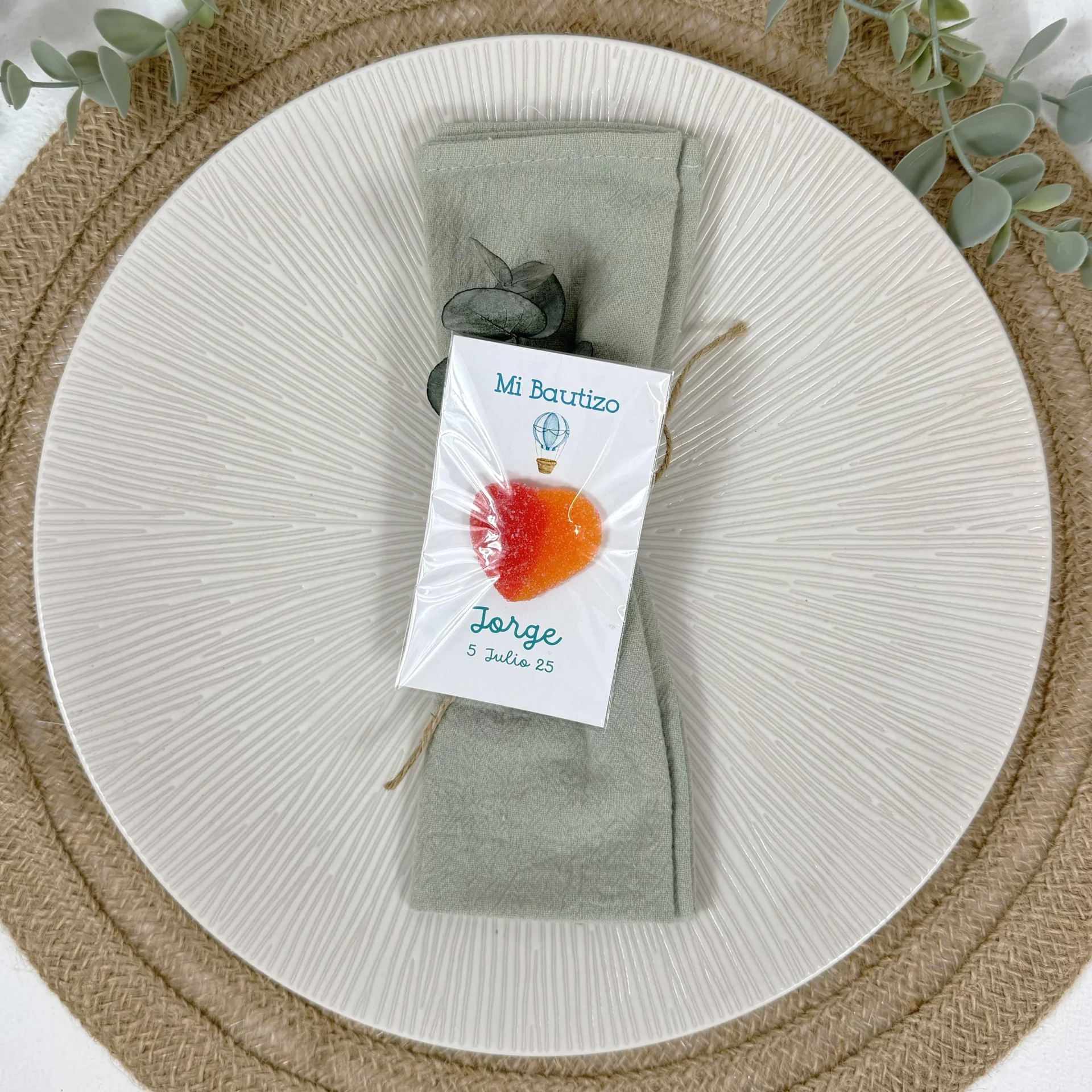 tarjeta agradecimiento bautizo corazon personalizada