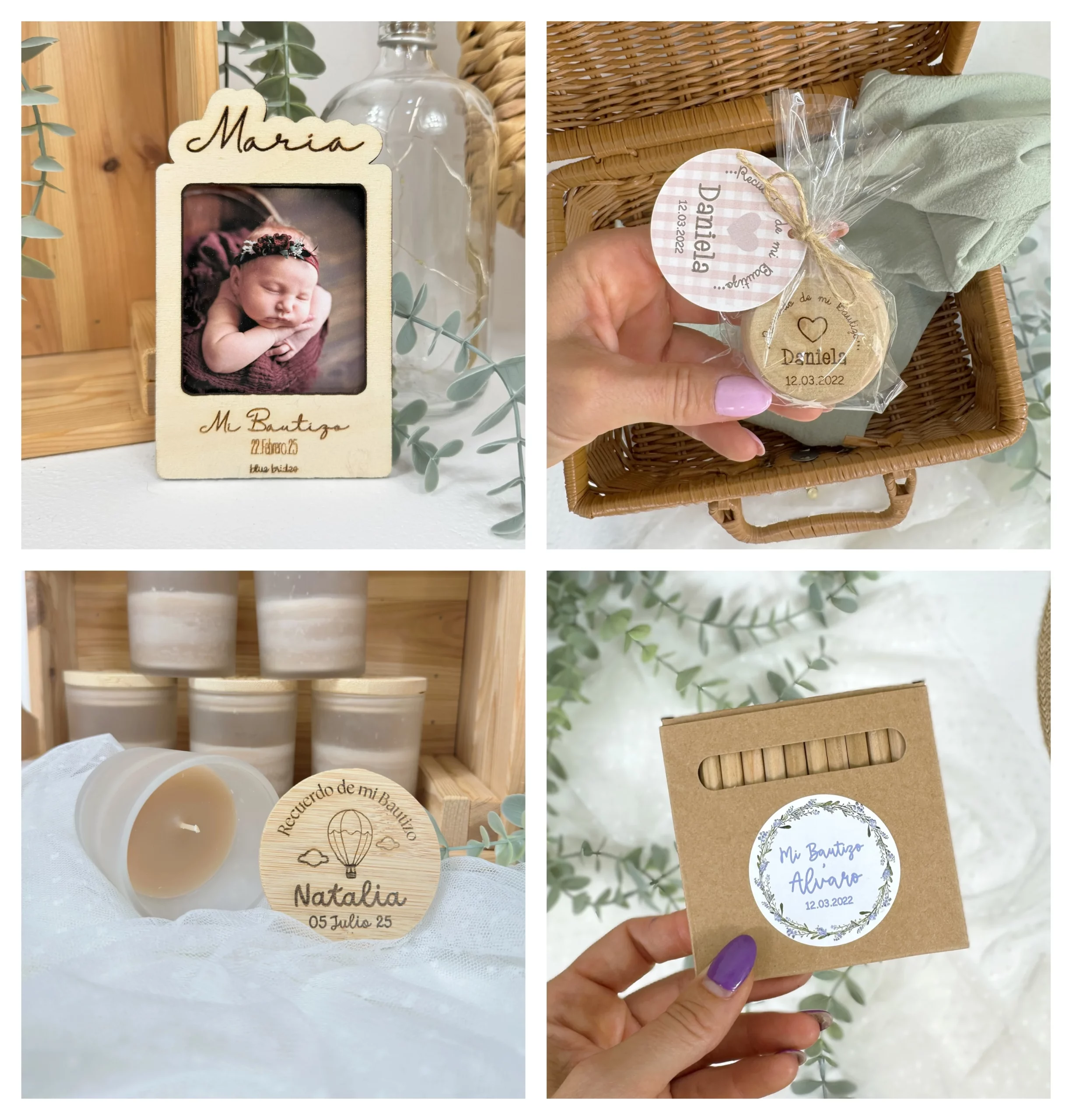 Recuerdos personalizados para invitados de bautizo