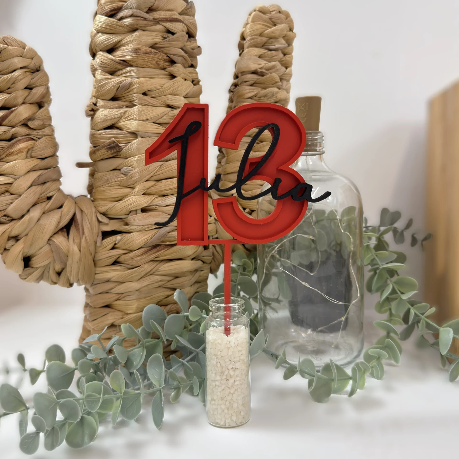 topper numero y nombre madera