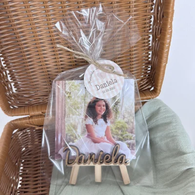 caballete con foto personalizado comunion nombre relieve