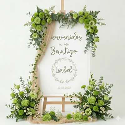 cartel bienvenida bautizo personalizado madera