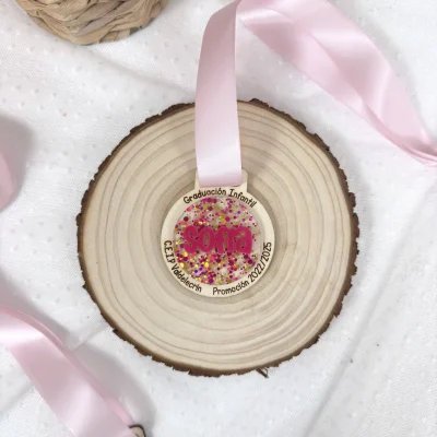 medalla graduacion original confeti personalizada