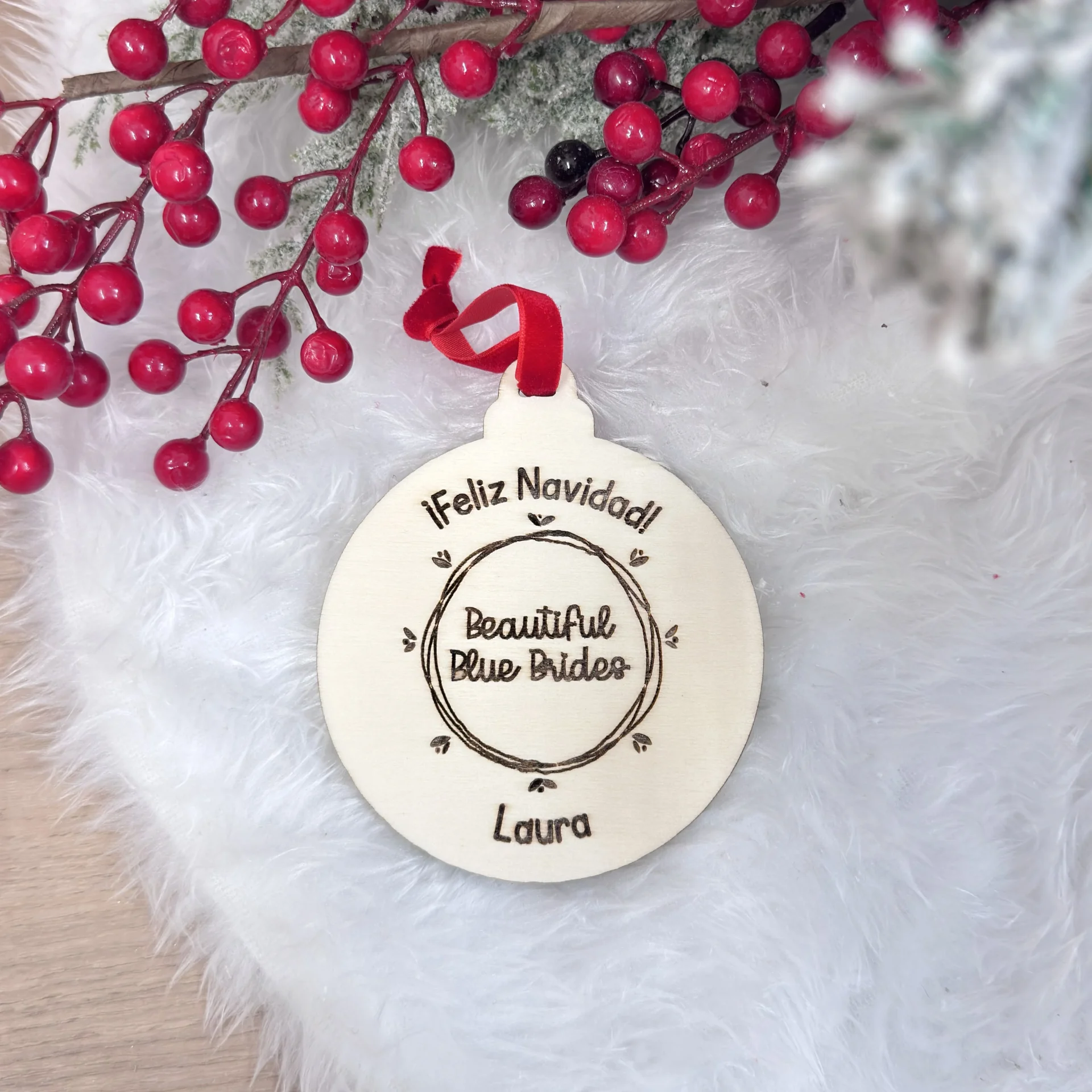 Bola de Navidad con logo y nombre personalizada para empleados