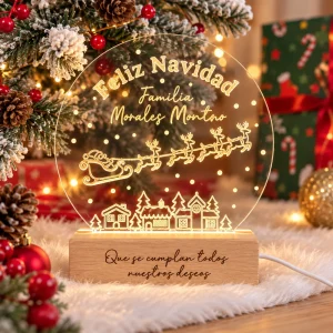 Lámpara de Navidad personalizada con nombre familiar