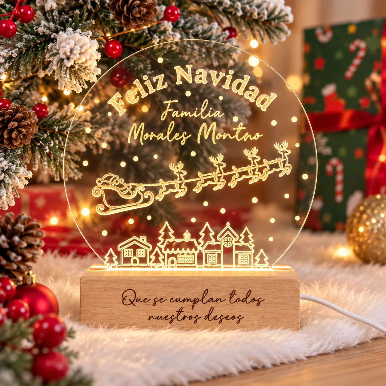 Lámpara de Navidad personalizada con nombre familiar Lámpara de Navidad personalizada con nombre familiar